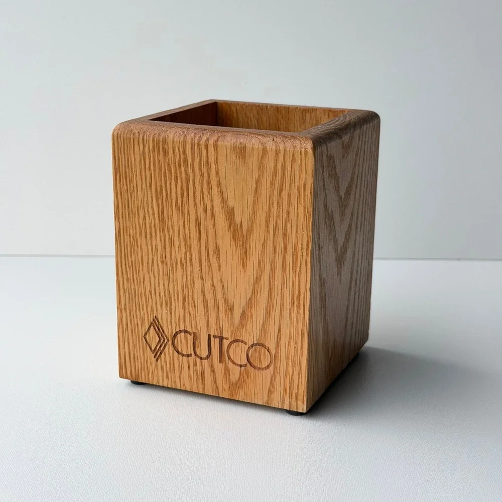 Vintage Cutco Oak Kitchen Tool Caddy Rustic Wood Countertop Organizer 90s